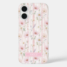 Listra de Flor Silvestre Rosa Monogramada