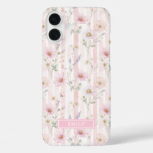 Listra de Flor Silvestre Rosa Monogramada