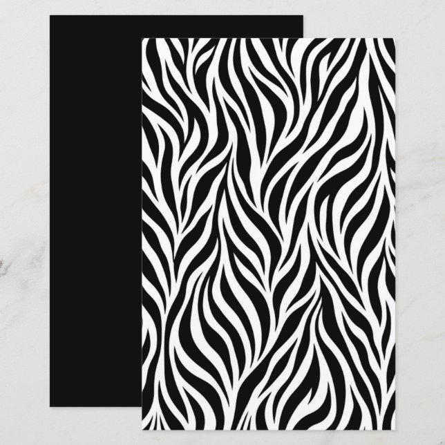 Listra de Zebra Preta e Branca Moderna Abstrata (Frente/Verso)