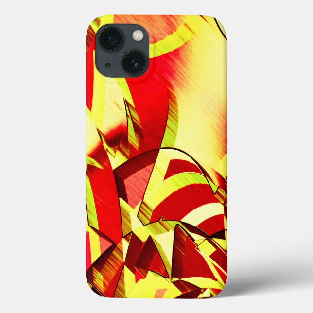 Listras amarelas na imagem vermelha, distorcida (Verso)