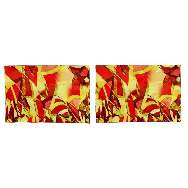 Listras amarelas na imagem vermelha, distorcida (Frente - conjunto)