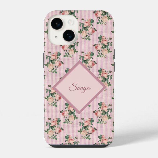 Listras Brancas Rosa e Rosas Caídas Monogramadas (Verso)