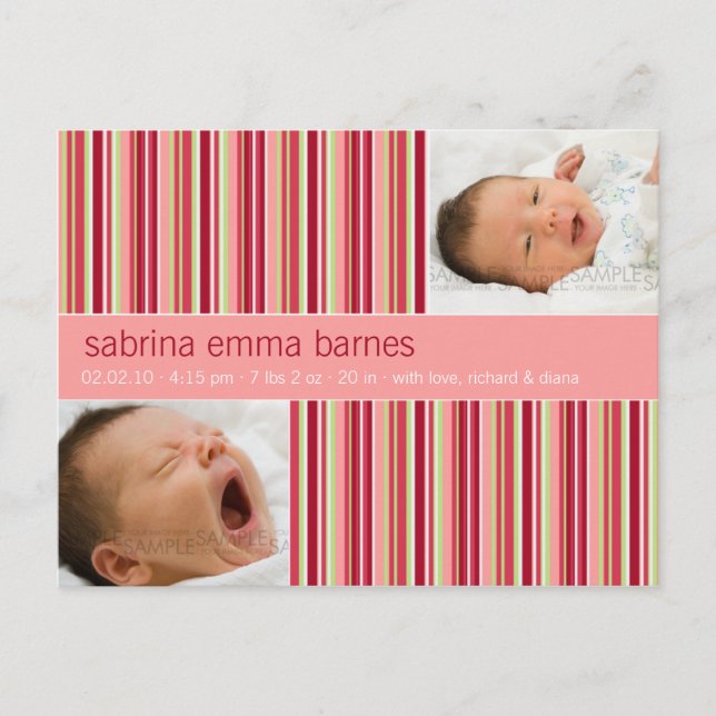 Listras de Amarilis Rosa • Anúncio de Bebê (Frente)