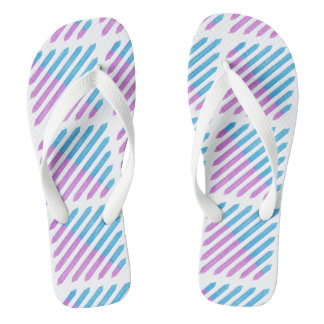 Listras Diagonais de Duas Cores Roxo Azul Chinelos
