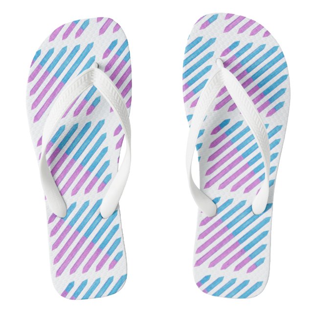 Listras Diagonais de Duas Cores Roxo Azul Chinelos (Pé da cama)