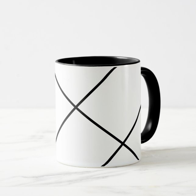 Listras Diagonais em Caneca Preta e Branca (Frente Esquerda)