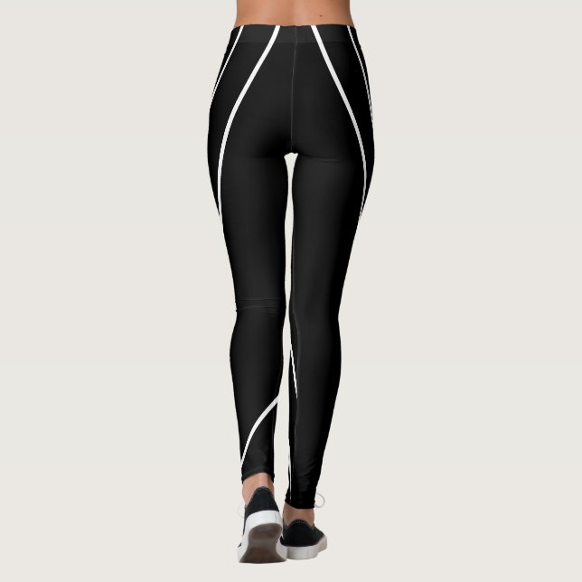 Listras Diagonais em Leggings Preto e Branco (Verso)