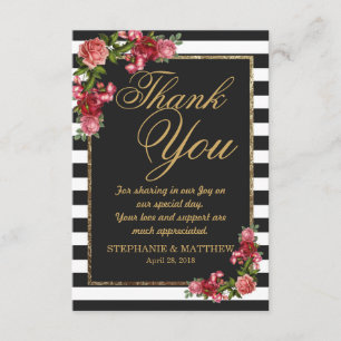 Listras dos rosas e obrigado Dourado você cartões