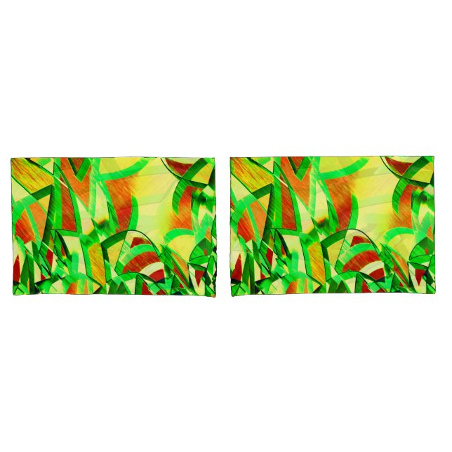 Listras esverdeadas sobre imagem vermelha com garo (Frente - conjunto)