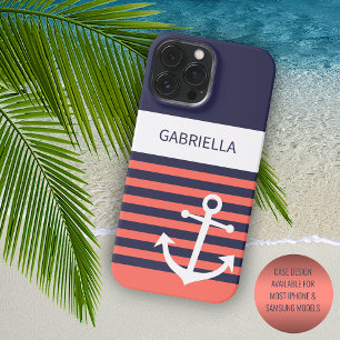 Listras laranja branco azul-marinho personalizadas