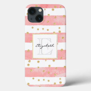 Listras Leves Rosa   Faux Dourada Confetti