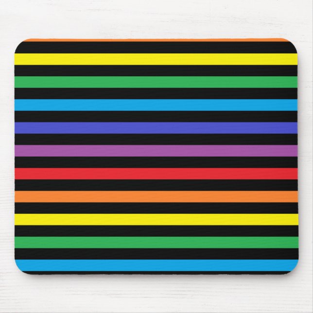 Listras Mousepad do arco-íris e do preto (Frente)