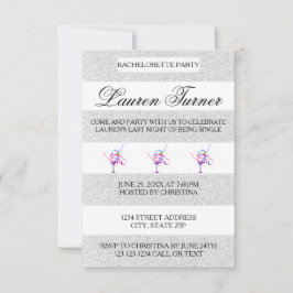 Listras Prateadas e Brancas - Convite Bachelorette