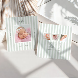 Listras Préppy de Monograma de Anúncio de Nascimen