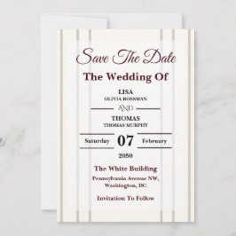 Listras Preppy Moderno Convite de Casamento Salve 
