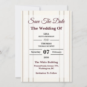 Listras Preppy Moderno Convite de Casamento Salve