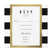 Listras Pretas e Brancas com Casamento RSVP de Fol