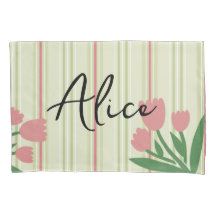 Listras retrô personalizadas e florais verde rosa