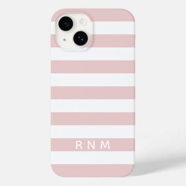 Listras Rosa Bege com Nome ou Conjunto de Monogram (Verso)