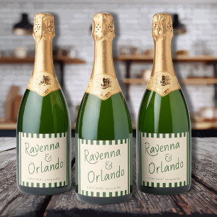 Listras Verdes Garrafa Casamento Minimalista Retro