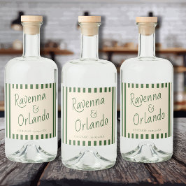 Listras Verdes Garrafa Casamento Retro Minimalista