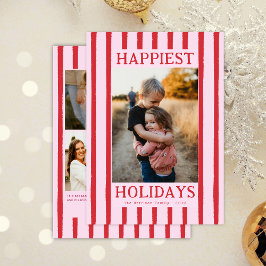 Listras Vermelhas Fofa Múltipla Foto Cartão de Fér