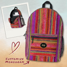 Listras Vermelhas Violeta Boho Vintage Monogramada