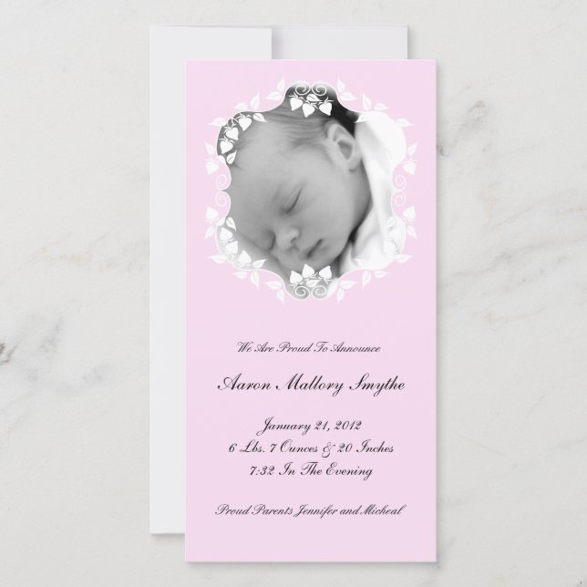 Lite Pink Girl New Baby Cartão com fotos (Frente)