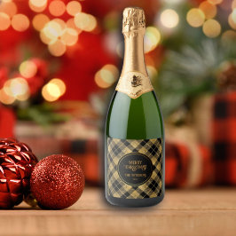 Lítima Dourada Elegante de Tartan Preto