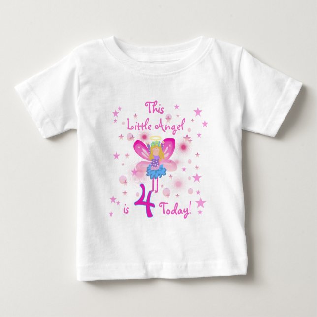 Little Angel 4th Birthday T-shirts e presentes (Frente)