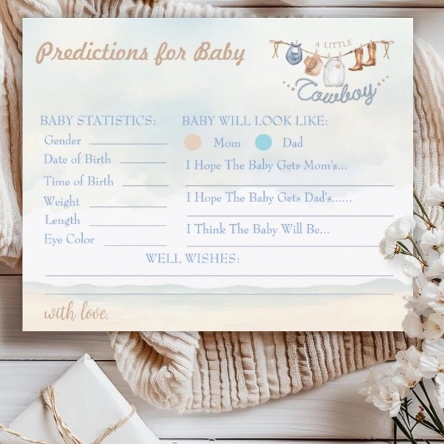 Little Cowboy Western Baby Shower Baby Predictions (Criador carregado)