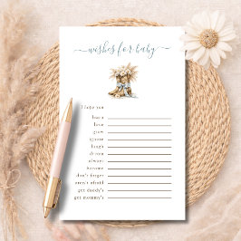 Little Cowboy Western Wishes For Baby Advice Card