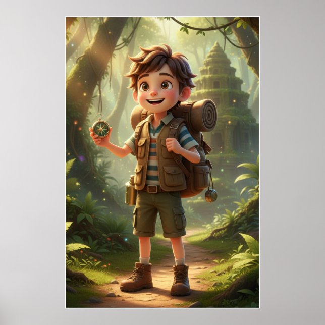 Little Explorer Jungle Adventure Art Poster (Frente)
