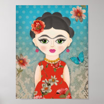 Little Frida Illustration Impressão Poster