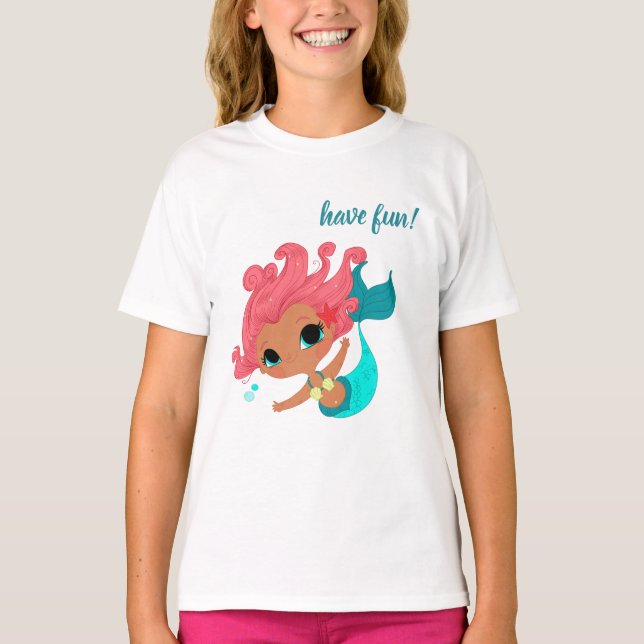 little mermaid having fun, camiseta para chicas (Frente)