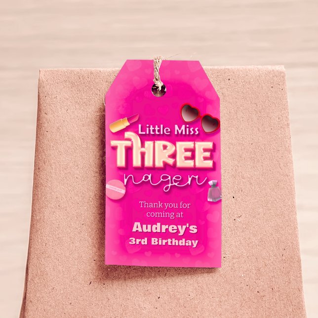 Little Miss Threenager - Etiqueta de presente para (Little Miss Threenager - Girl 3rd Gift Tag)