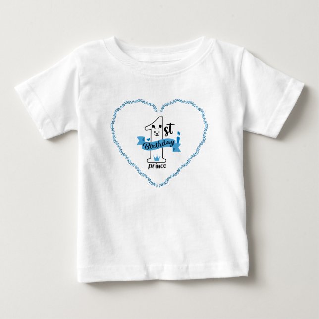 Little Prince Heart First Birthday Baby T-Shirt (Frente)