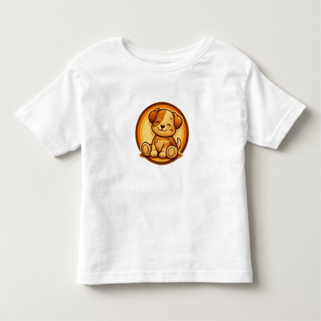 Little Puppy Cute Retro Patch Toddler T-Shirt (Frente)