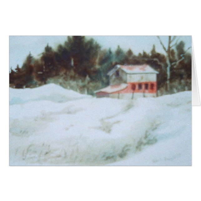 "Little Red Barn" - Cartão de Saudação (Frente Horizontal)