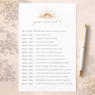 Little Sunshine Mommy or Daddy Guess Who Said It