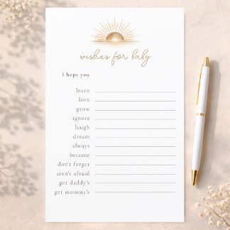 Little Sunshine Theme Wishes For Baby Advice Card