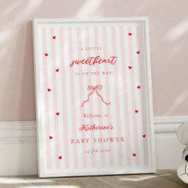 Little Sweetheart Bow Baby Shower Welcome Poster