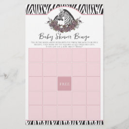 Little Wild One Zebra Safari Baby Shower Bingo
