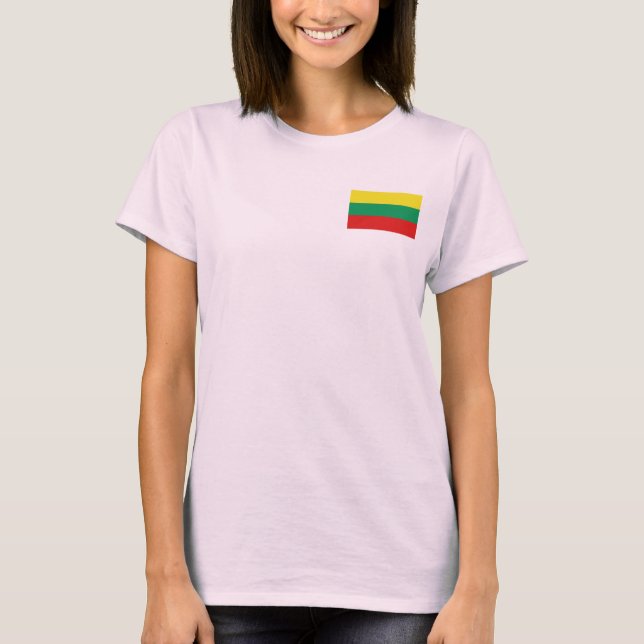 Lituânia Flag e Map dk T-Shirt (Frente)