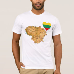 Lituânia Flag Heart and Map T-Shirt
