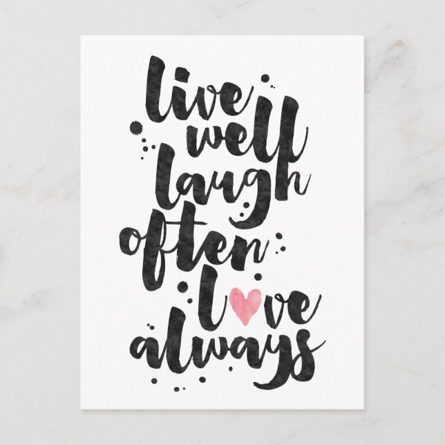 Live Laugh Love - Cartão Inspiracional (Frente)