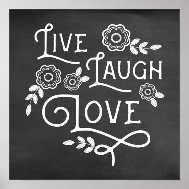 Live Laugh Love Chalkboard Style Art Poster (Frente)