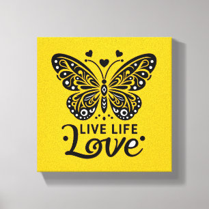 Live Life Love Butterfly Canvas Wall Art