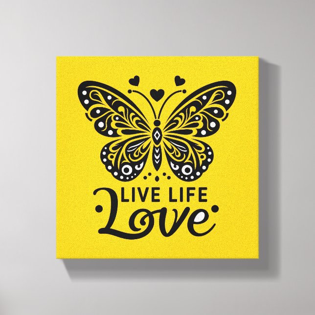 Live Life Love Butterfly Canvas Wall Art (Frente)
