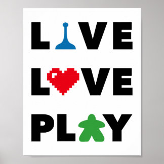Live, Love, Play Black Text Impressão